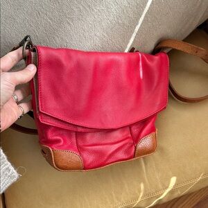 Will Leather Goods Red Leather Crossbody Bag
